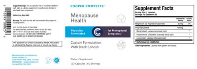 Photo of the Cooper Complete Menopause Health label