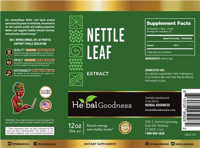 Photo of the Herbal Goodness Nettle Leaf Extract label