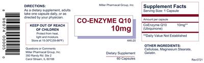 Photo of the Miller Pharmacal Group Co-Enzyme Q10 10 mg label