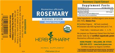 Photo of the Herb Pharm Rosemary label