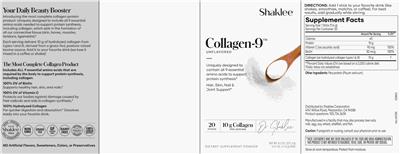 Photo of the Shaklee Collagen-9 Unflavored label