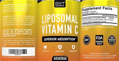 Photo of the Envy Nutrition Liposomal Vitamin C label