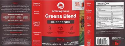 Label of Greens Blend Superfood Berry