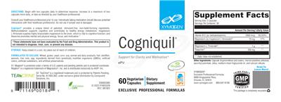 Photo of the XYMOGEN Cogniquil label