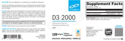 Photo of the XYMOGEN D3 2000 label