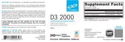 Photo of the XYMOGEN D3 2000 label