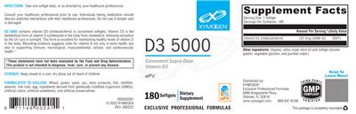 Photo of the XYMOGEN D3 5000 label