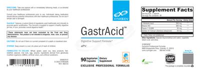Photo of the XYMOGEN GastrAcid label
