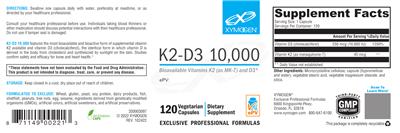 Photo of the XYMOGEN K2-D3 10,000 label