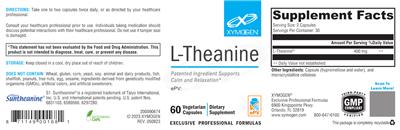 Photo of the XYMOGEN L-Theanine label