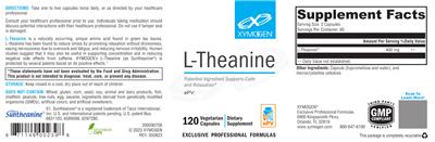 Photo of the XYMOGEN L-Theanine label