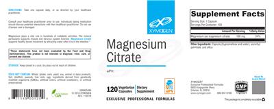 Photo of the XYMOGEN Magnesium Citrate label