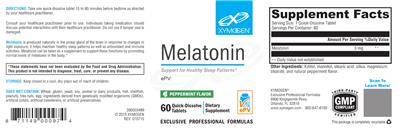 Photo of the XYMOGEN Melatonin Peppermint Flavor label