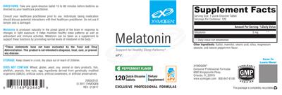 Photo of the XYMOGEN Melatonin Peppermint Flavor label