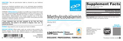 Photo of the XYMOGEN Methylcobalamin label