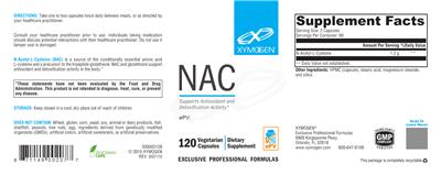 Photo of the XYMOGEN NAC label