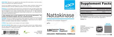 Photo of the XYMOGEN Nattokinase label