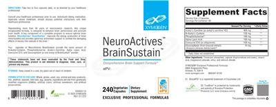 Photo of the XYMOGEN NeuroActives BrainSustain label