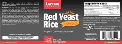 Photo of the Jarrow Formulas Red Yeast Rice label