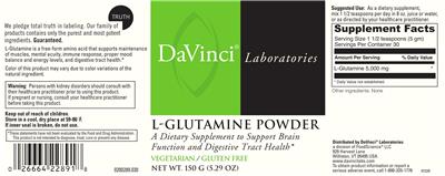 Photo of the DaVinci Laboratories L-Glutamine Powder label