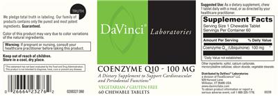 Photo of the DaVinci Laboratories Coenzyme Q10 - 100 mg label