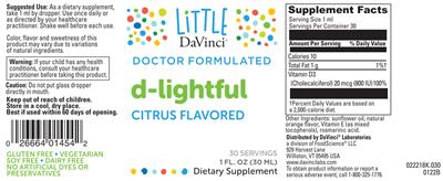 Photo of the Little DaVinci D-Lightful Citrus Flavored label