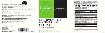 Photo of the DaVinci Laboratories Effervescent Magnesium Citrate label