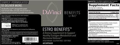 Photo of the DaVinci Benefits Line Estro Benefits label