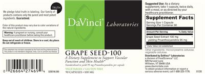 Photo of the DaVinci Laboratories Grape Seed-100 100 mg label
