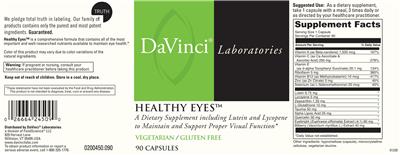 Photo of the DaVinci Laboratories Healthy Eyes label