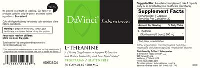 Photo of the DaVinci Laboratories L-Theanine 200 mg label