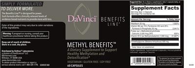 Photo of the DaVinci Benefits Line Methyl Benefits label
