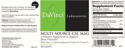 Photo of the DaVinci Laboratories Multi-Source Cal Mag label