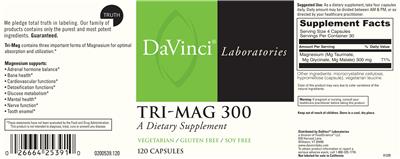Photo of the DaVinci Laboratories Tri-Mag 300 label
