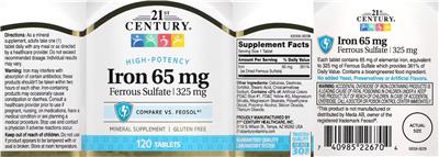 Photo of the 21st Century Iron 65 mg label