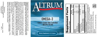 Photo of the Altrum Omega-3 label