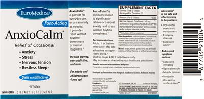 Photo of the EuroMedica AnxioCalm label