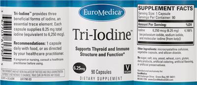 Photo of the EuroMedica Tri-Iodine 6.25 mg label