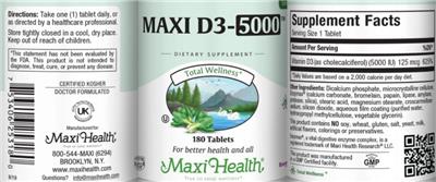 Photo of the Maxi Health Maxi D3-5000 label