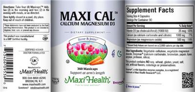 Photo of the Maxi Health Maxi Cal label
