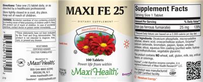 Photo of the Maxi Health Maxi FE 25 label