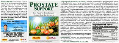 Photo of the ProCaps Laboratories Prostate Support label