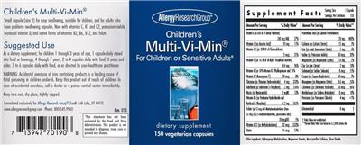 Photo of the Allergy Research Group Children's Multi-Vi-Min label