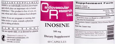 Photo of the Cardiovascular Research Inosine 500 mg label