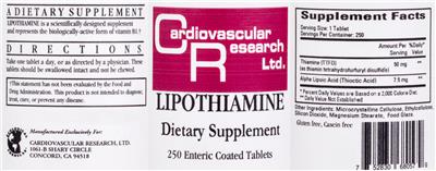 Product label for Lipothiamine