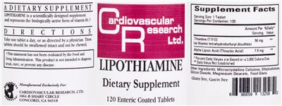 Photo of the Cardiovascular Research Lipothiamine label
