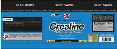 Photo of the 4DN Creatine Micronized Powder label