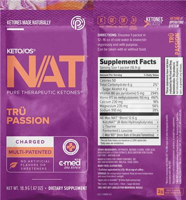 Photo of the Pruvit KETO//OS NAT Tru Passion Charged label