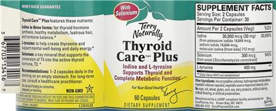 Photo of the Terry Naturally Thyroid Care Plus label
