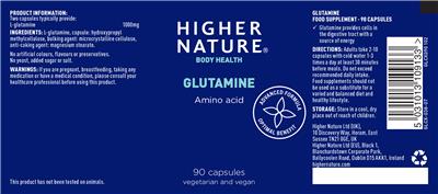 Photo of the Higher Nature Glutamine label